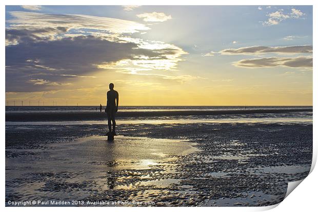 Crosby Beach Iron Man Sunset Print by Paul Madden