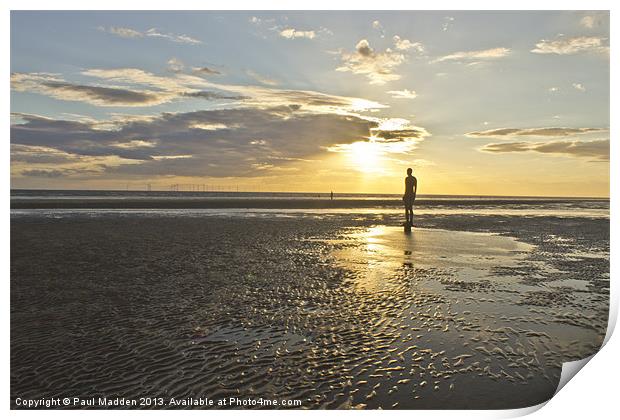 Crosby Beach Iron Man Sunset Print by Paul Madden