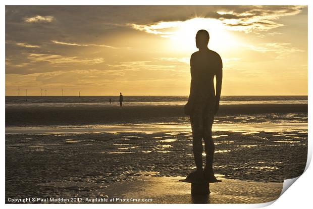 Crosby Beach Iron Man Sunset Print by Paul Madden