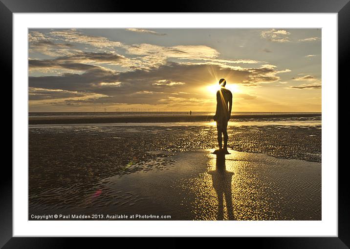 Crosby beach sunbeams Framed Mounted Print by Paul Madden