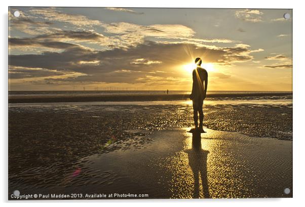 Crosby beach sunbeams Acrylic by Paul Madden
