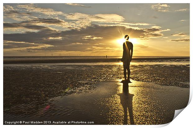 Crosby beach sunbeams Print by Paul Madden