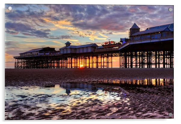 Sunset Pier Blackpool Acrylic by Gary Kenyon