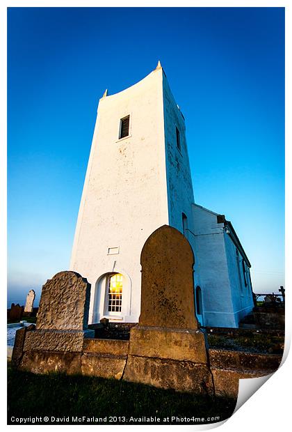 Evensong at Ballintoy Church Print by David McFarland