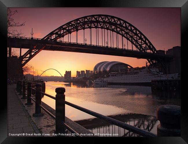 Tyne Bridge At Sunrise Framed Print by Ray Pritchard
