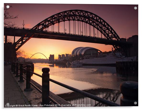 Tyne Bridge At Sunrise Acrylic by Ray Pritchard