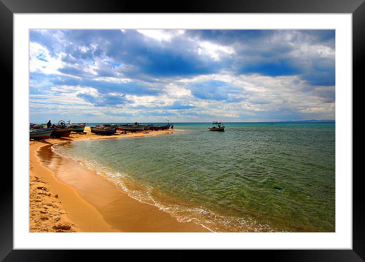 Hammamet Beach Framed Mounted Print by jerry sumpster