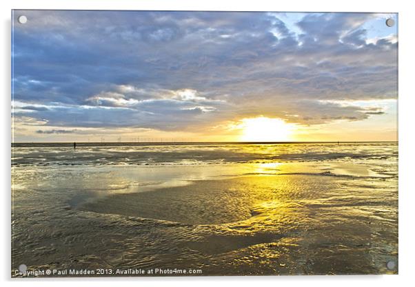 Crosby beach sunset Acrylic by Paul Madden