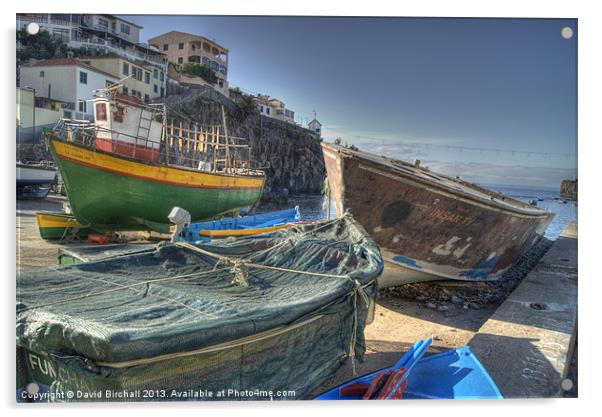 Boats at Camara de Lobos Acrylic by David Birchall