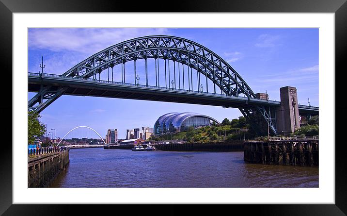 Newcastle river Tyne Bridges Framed Mounted Print by David French