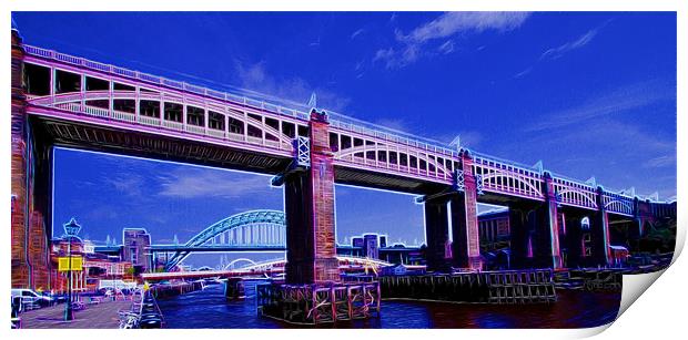 Newcastle river Tyne Bridges Print by David French