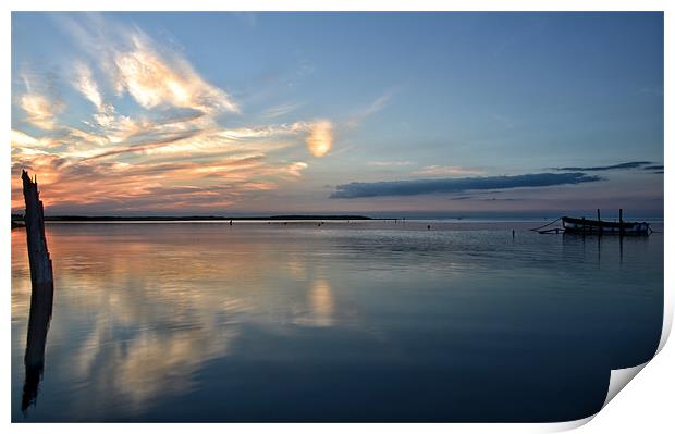 Sunset over Thornham marsh Print by Gary Pearson