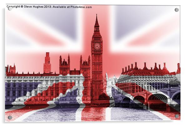 Big Ben Union Jack Acrylic by Steve Hughes