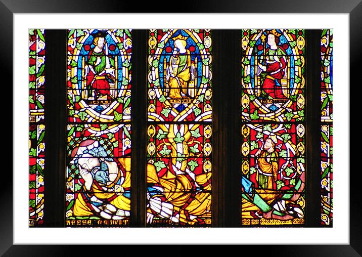 Shrewsbury Abby Stained Glass Windows Framed Mounted Print by Carole-Anne Fooks