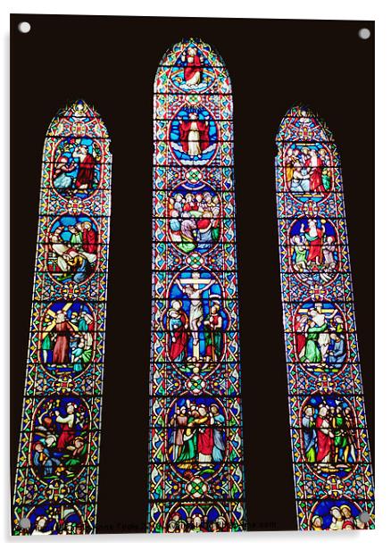 Shrewsbury Abby Stained Glass Windows Acrylic by Carole-Anne Fooks