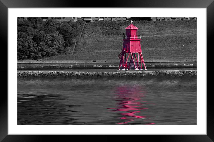 Tynemouth Red Groyne Framed Mounted Print by David French