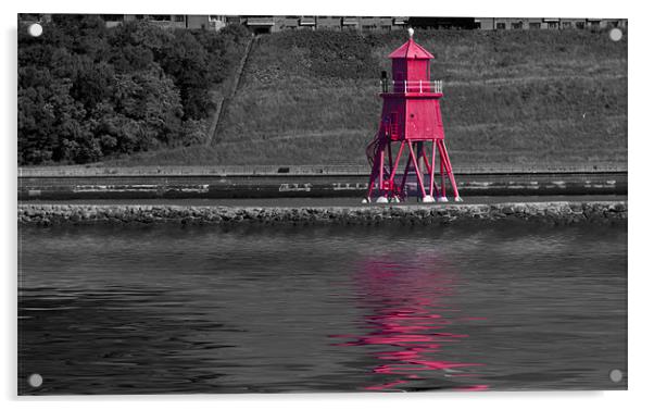 Tynemouth Red Groyne Acrylic by David French