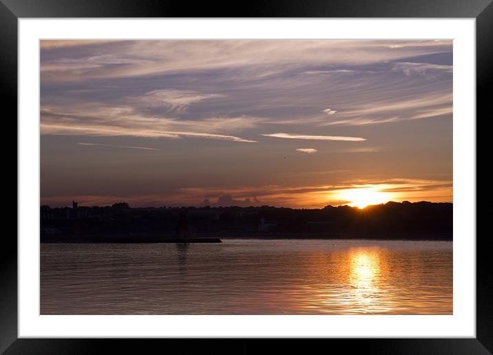 River Tyne sunset Framed Mounted Print by David French