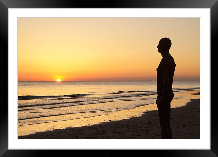 Crosby Beach Iron Man Sunset Framed Mounted Print by Phillip Orr