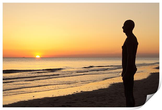 Crosby Beach Iron Man Sunset Print by Phillip Orr