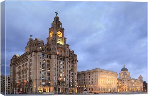 Liverpool Pier Head at Night Canvas Print by Phillip Orr