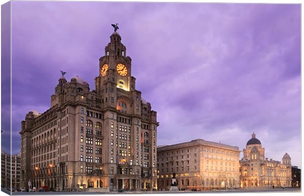 Liverpool Pier Head at Night Canvas Print by Phillip Orr