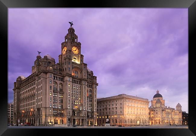 Liverpool Pier Head at Night Framed Print by Phillip Orr