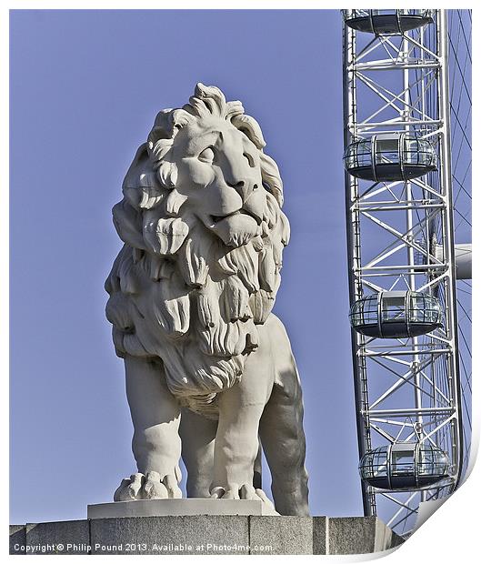 London Eye Lion Print by Philip Pound