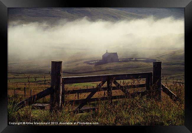 Church In Mist, Quarff, Shetland. Framed Print by Anne Macdonald