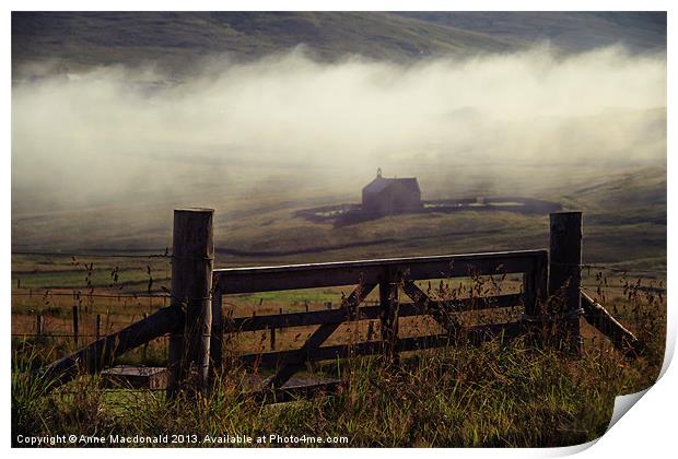 Church In Mist, Quarff, Shetland. Print by Anne Macdonald