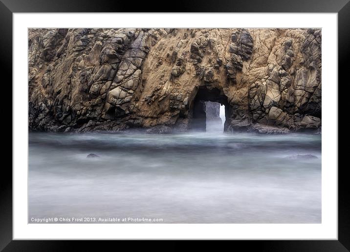 Pfeiffer Beach Keyhole Rock Fog Framed Mounted Print by Chris Frost