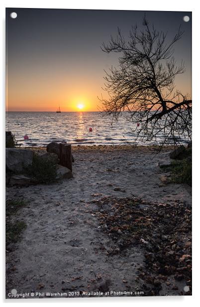 Knoll Beach Sunrise Acrylic by Phil Wareham