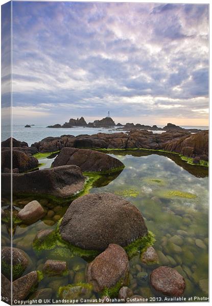 Corbiere Lighthouse, Channel Islands Canvas Print by Graham Custance