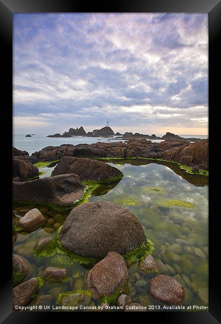 Corbiere Lighthouse, Channel Islands Framed Print by Graham Custance