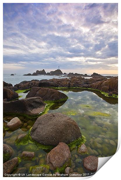 Corbiere Lighthouse, Channel Islands Print by Graham Custance