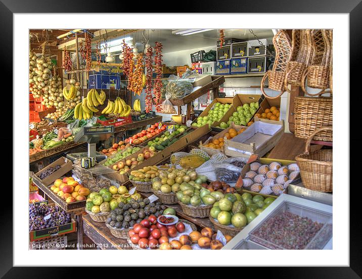Funchal fruit market. Framed Mounted Print by David Birchall
