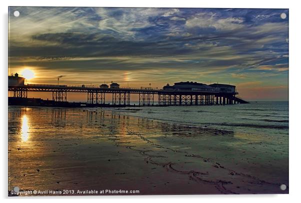Cromer Pier at sunset Acrylic by Avril Harris