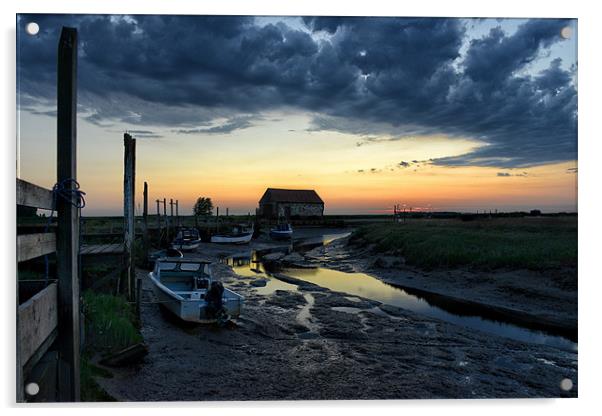 Sunset over Thornham harbour Acrylic by Gary Pearson
