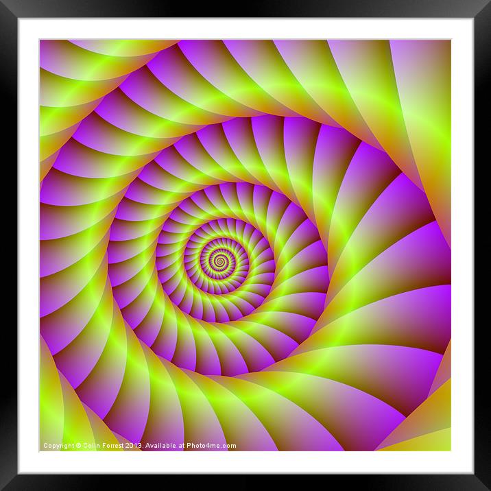 Spiral in Pink and Yellow Framed Mounted Print by Colin Forrest