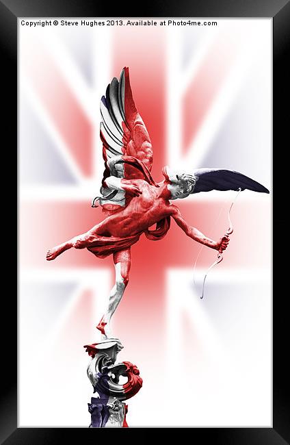 Eros statue wrapped in Union Jack flag Framed Print by Steve Hughes