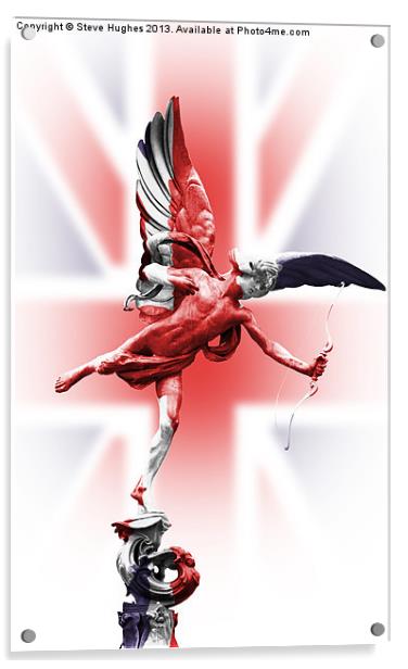 Eros statue wrapped in Union Jack flag Acrylic by Steve Hughes