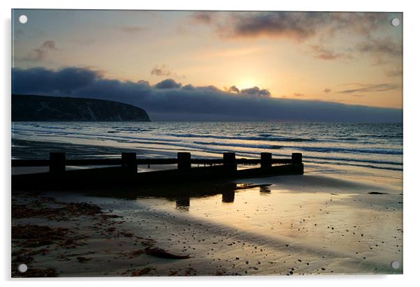 Sunrise over Swanage Bay, Dorset Acrylic by Darren Galpin