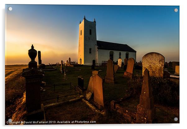 Summer evening at Ballintoy Church Acrylic by David McFarland