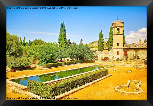 Gardens of La Alhambra in Granada Framed Print by Dragomir Nikolov