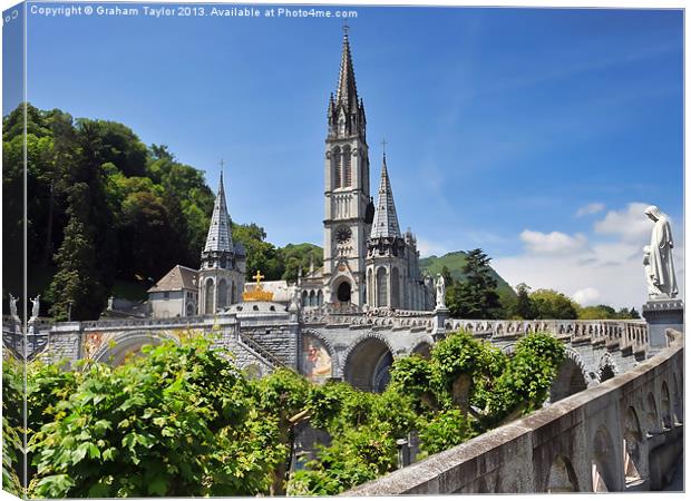 The Majestic Rosary Basilica of Lourdes Canvas Print by Graham Taylor