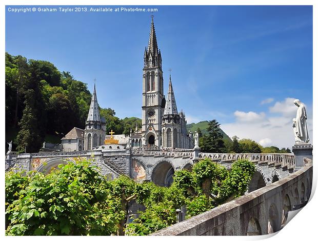 The Majestic Rosary Basilica of Lourdes Print by Graham Taylor