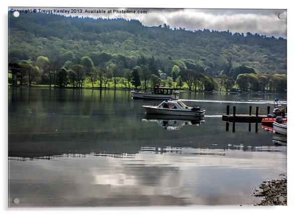 Boating on Coniston Water Acrylic by Trevor Kersley RIP