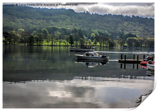 Boating on Coniston Water Print by Trevor Kersley RIP