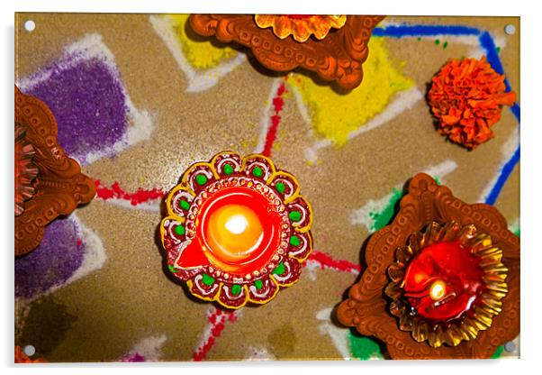 Hindu Rangoli Happy times Acrylic by Arfabita  