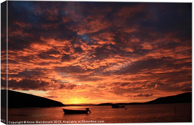 Another Lovely Trondra Sunset Canvas Print by Anne Macdonald